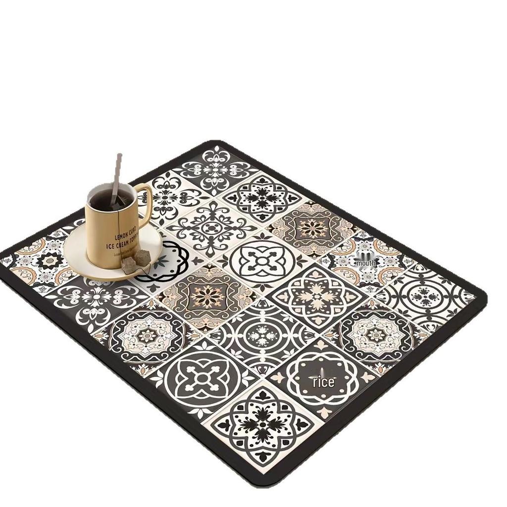 Retro Floral Anti-scalding Water-absorbing Coaster: Non-slip, Dirt-resistant, Easy-to-Clean Diatomaceous Earth Coffee Mat