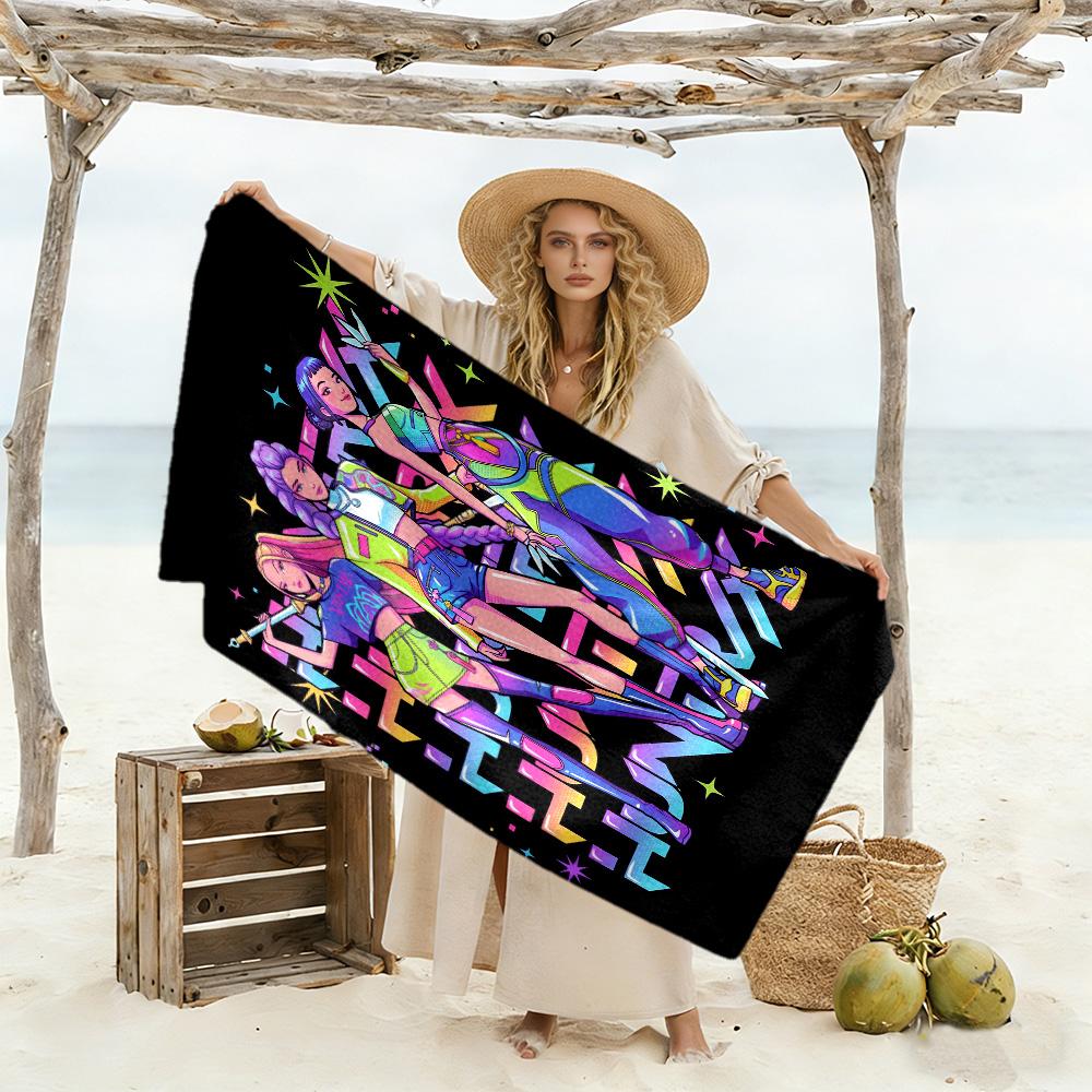 Huntrx Cyberpunk Fashion Beach Towel Quick-Dry Soft Microfiber Comfortable Lightweight Perfect for Traveling Yoga Camping and Swimming