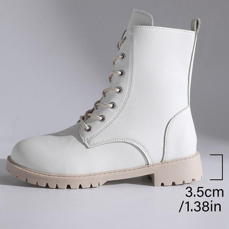 British Style Pu Leather Ankle Boots Women Spring Autumn Side Zipper Up Boots for Woman Plush Size Non Slip Booties Ladies