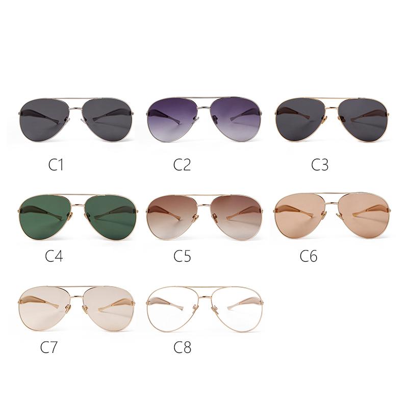 Fashion Oversized Pilot Sunglasses for Women Men 70s Trendy Metal Streamline Arms Aviation Sun Glasses Champagne Shades S98137C