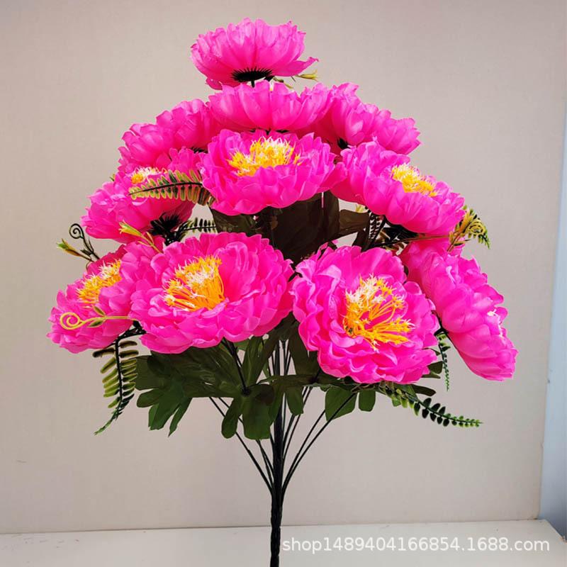 Artificial Flower 18 Heads Flash Peony Put Flower Living Room Decoration Silk Flower Indoor Flower Fake Flower