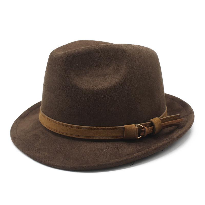 Mocka Hög hatt Gränsöverskridande Höst Och Vinter Brittisk Stil Filthatt Gentlemans Liten Brätte Enkel Klassisk Jazzhatt Panamahatt