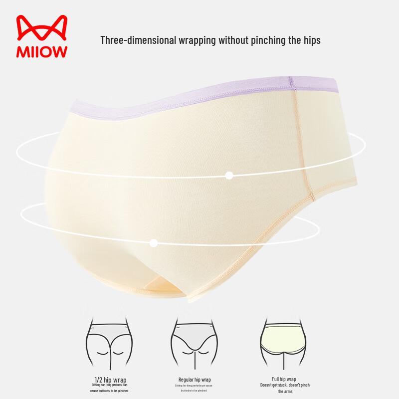 MIIOW Women's Antibacterial Cotton Briefs with Contrast Waistband, 4-Pack