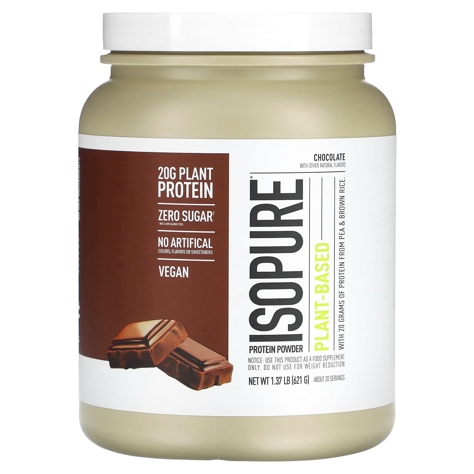 

Isopure, Plant-Based Protein, Chocolate, 1.37 lb (621 g)