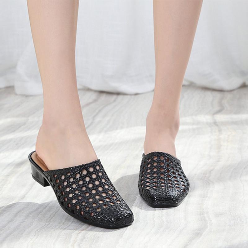 Beach Slippers for Women Wearing Outside, Baotou for Women In Summer, Mid Heel Fashion, Height Increasing Outdoor, Thick Women's Sandals, Anti Slip