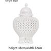 European White Hollow Ceramic Vase with Plum Blossom Carving Decorative Jar Tabletop Dried Flower Vase Indoor Craft Decoration