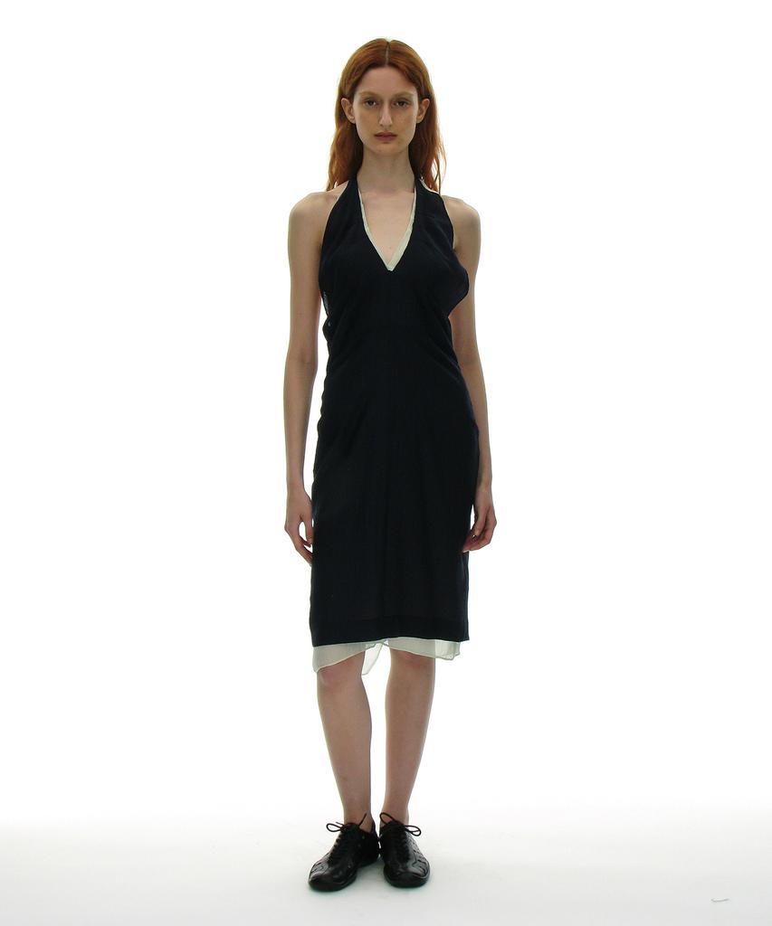 Partimento Woman Sheer Layer 2-In-1 Halter Dress_Navy