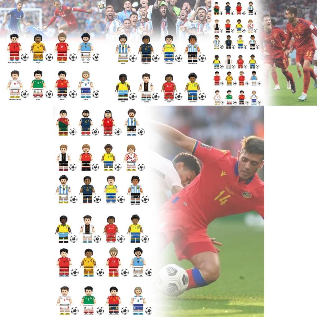 Colorful Football Star Wooden Minifigure Building Blocks Set For Kids With 50-100 Pieces