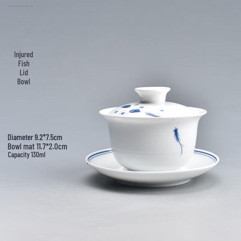 Dehua Blue & White Ceramic Sancai Gaiwan