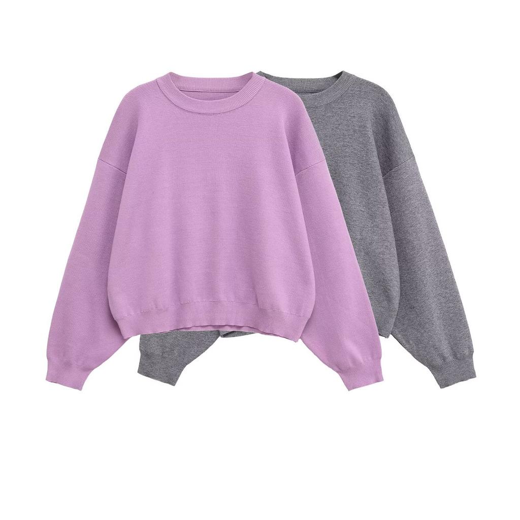 European and American style, new women's fashion, versatile, cross-border threaded crew neck long-sleeve knitwear