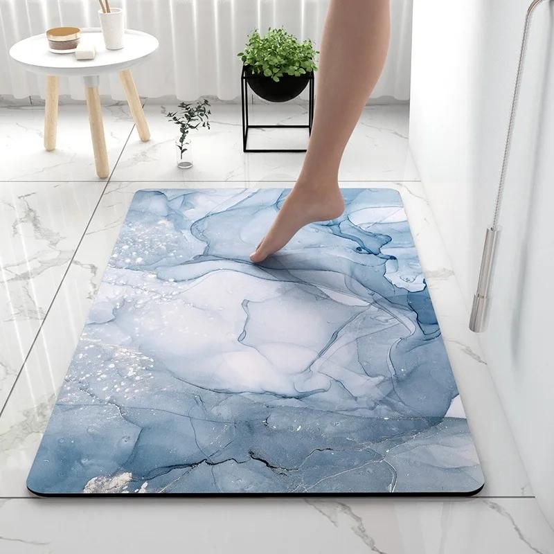 Bathroom Rugs Soft Diatomaceous Earth Floor Mat Super Absorbent Toilet Carpet Door Foot Mats Bath Non-slip Rubber Shower Rug Pad