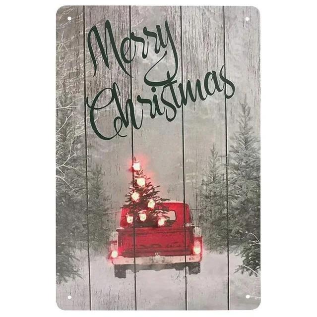 Vintage Merry Christmas Metal Tin Sign  Rustic Wall Art Plaque for Home Cafe Garden Bar Club Man Cave  Perfect Holiday Decor