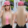 ALAN EATON Long Black Synthetic Wigs with Baseball Hat Removable Silk Straight Wig for Women Smooth Natural Realistic Wig Heat Resistant