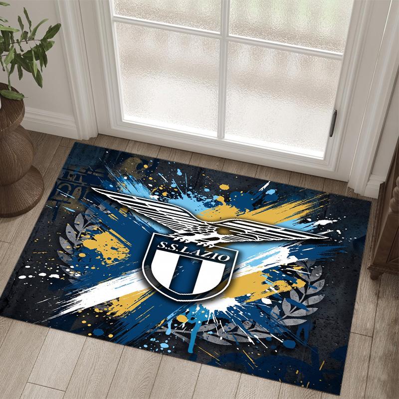 Lazio FC Design Kristall Samt Teppich Gemütlich Kein?Rutschfester Teppich mit Aufdruck für Schlafzimmer Wohnzimmer Eingang