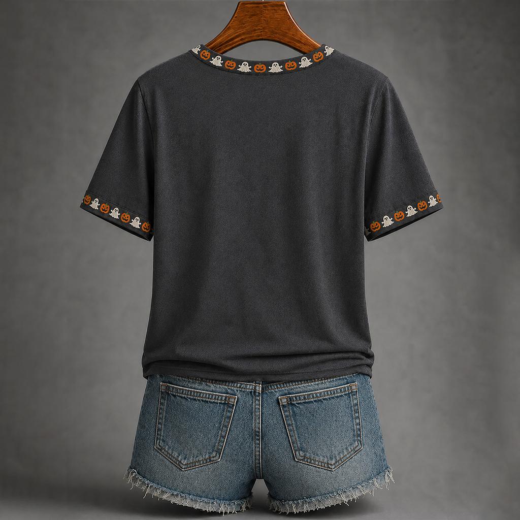 Women's Casual Halloween Print Short Sleeve T-Shirt