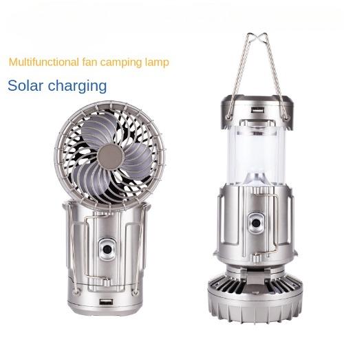 Solar LED horse lamp portable light outdoor tent light USB new electric fan camping light