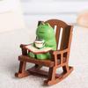 Handmade DIY Micro Rocking Chair Rocking Chair Design with Book Coffee Cute Frog Fat Miniature Home Bedroom Office Decoration