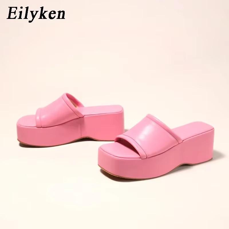 Fashion Eilyken Summer Fashion High Wedges Platform Slippers Women Sandal Shoes Ladies Peep Toe Slip On Outdoor Beach Slides