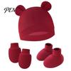 Minimalist Baby Outfit Newborn Hat Gloves And Booties Set, Cotton Infant Bear Ears Anti Scratch Care Gift Set Mittens & Foot Protectors for