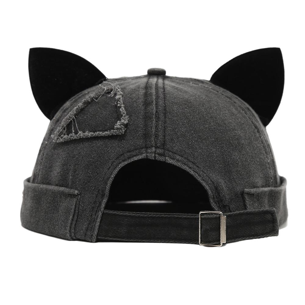 Adjustable Melon Docker Cap Cute Cat Ears Retro Skullcap Retro Style Beanie Hat  Outdoor