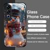Cute Winter Christmas Snowman Pattern Tempered Glass Phone Case for Oneplus 13 R 12 11 10 9 Nord 2T CE 4 3 2 Lite ACE3 Pro Cover