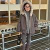 Winter new women's middle-aged and older children wear fluffy coats on both sides, girls' imitation fur hooded warm coat