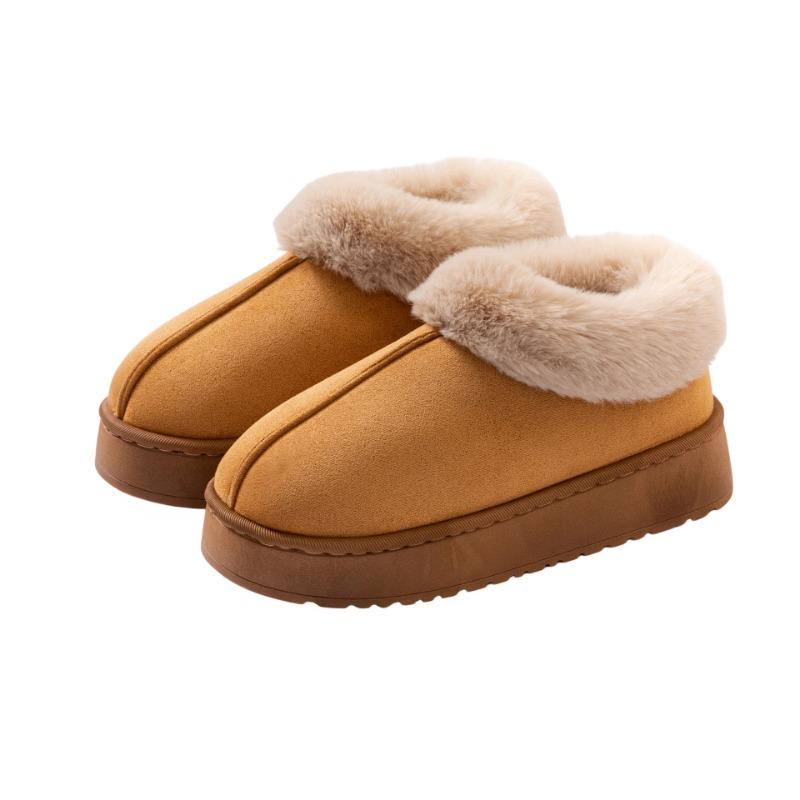 Thick-soled heightening cotton shoes, winter home household wool slippers, autumn and winter women's non-slip plush high-top snow boots