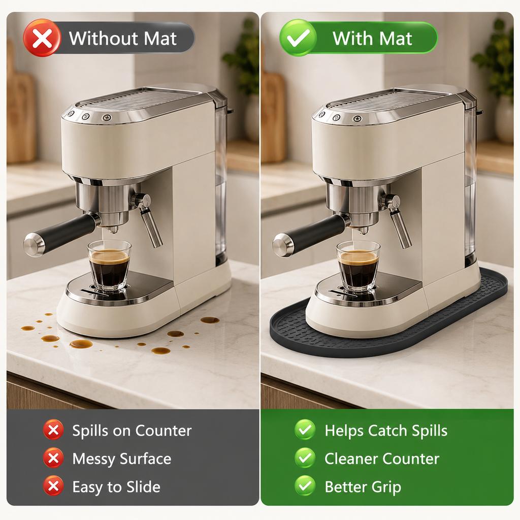 Xiaomi Silicone Coffee Machine Mat Anti Slip Countertop Drip Tray for Espresso Maker Coffee Bar Spill Pad Kitchen Protector Easy Clean