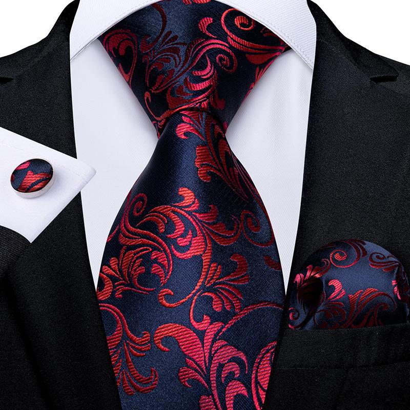 Dibangu Men Tie Paisley Wedding Tie for Men Hanky CufflinkS Silk Men Tie Set Party Business Fashion
