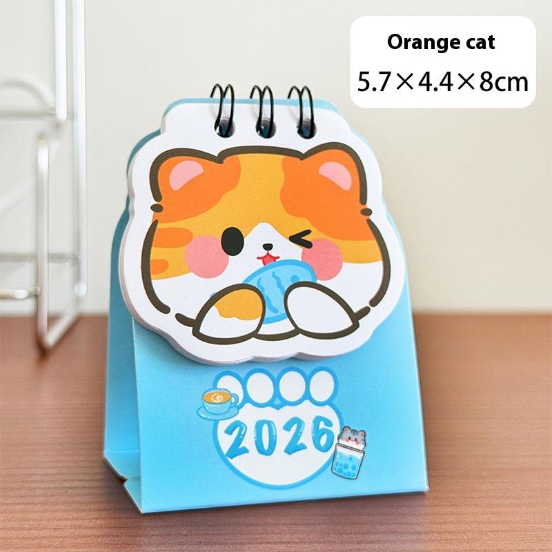 2026 Mini Simple Cute Cartoon Pattern Small Desk Calendar Pocket Portable Calendar Punch Plan Desktop Decoration
