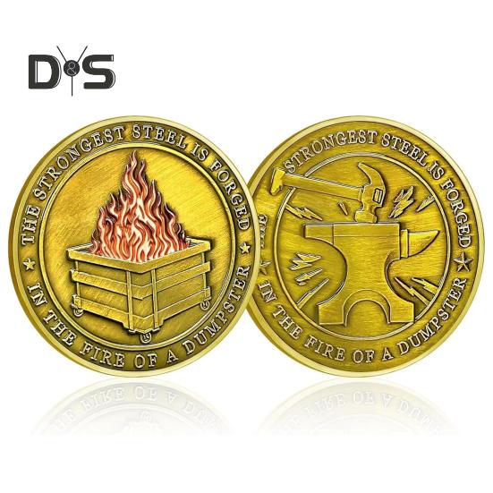 7/9Pcs Dumpster Flame Challenge Coin Double-sided Carved Metal Commemorative Medal Medallion Round Collection Coin Home Office Desk Decoration