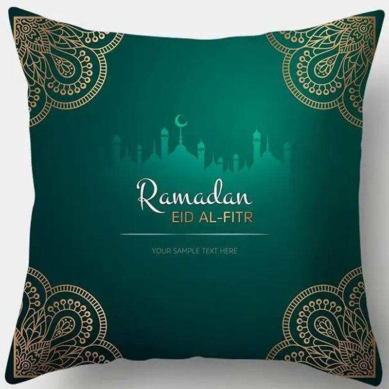 Ramadan Themed Cushion Covers with Moon Stars Pattern Cushion Cover Suitable for Sofa Bedroom Car Pillow Cover