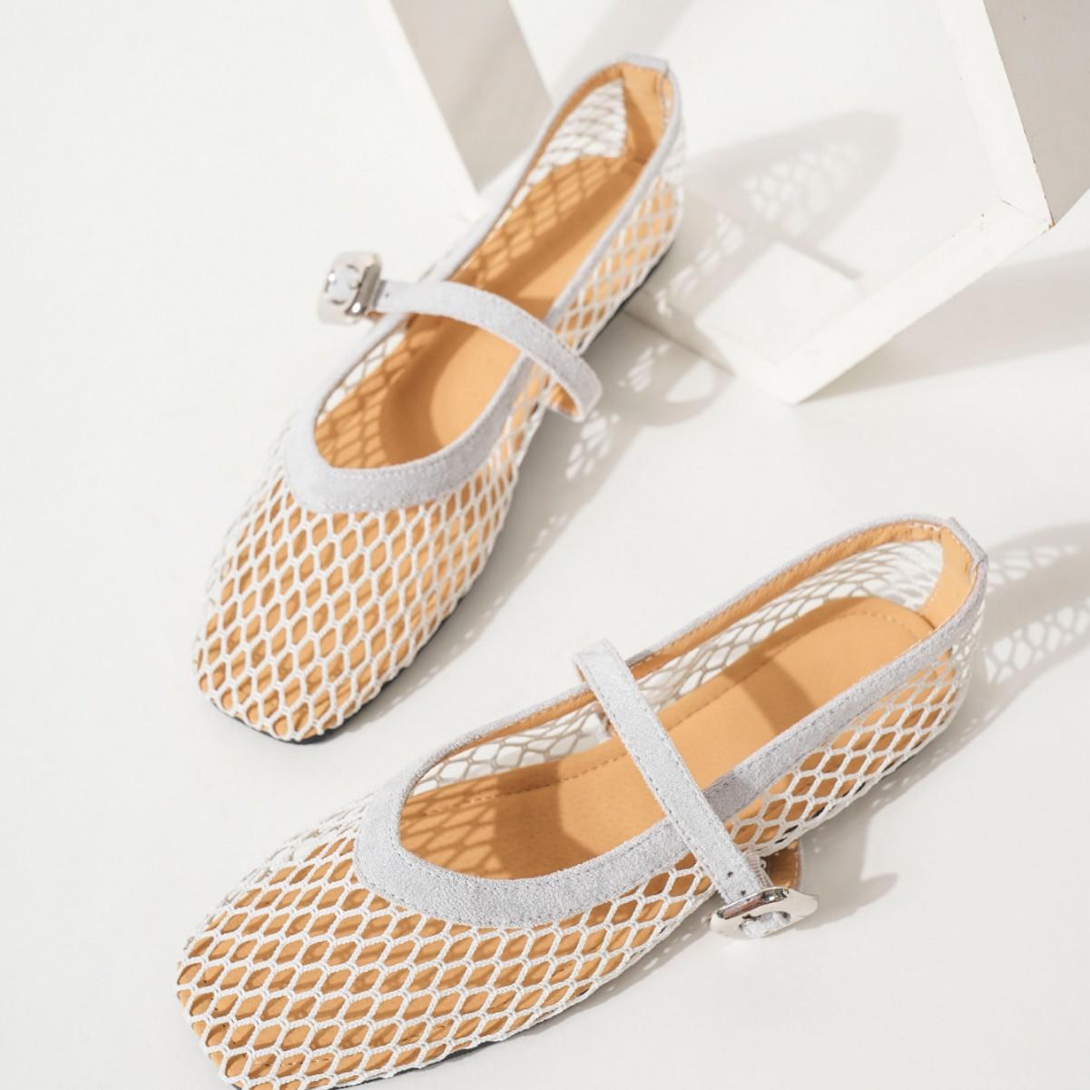 

Round head fishing net grid hollow Mary Jane single shoes women go out in the summer of 2025 new sandals breathable sandals 41 серый