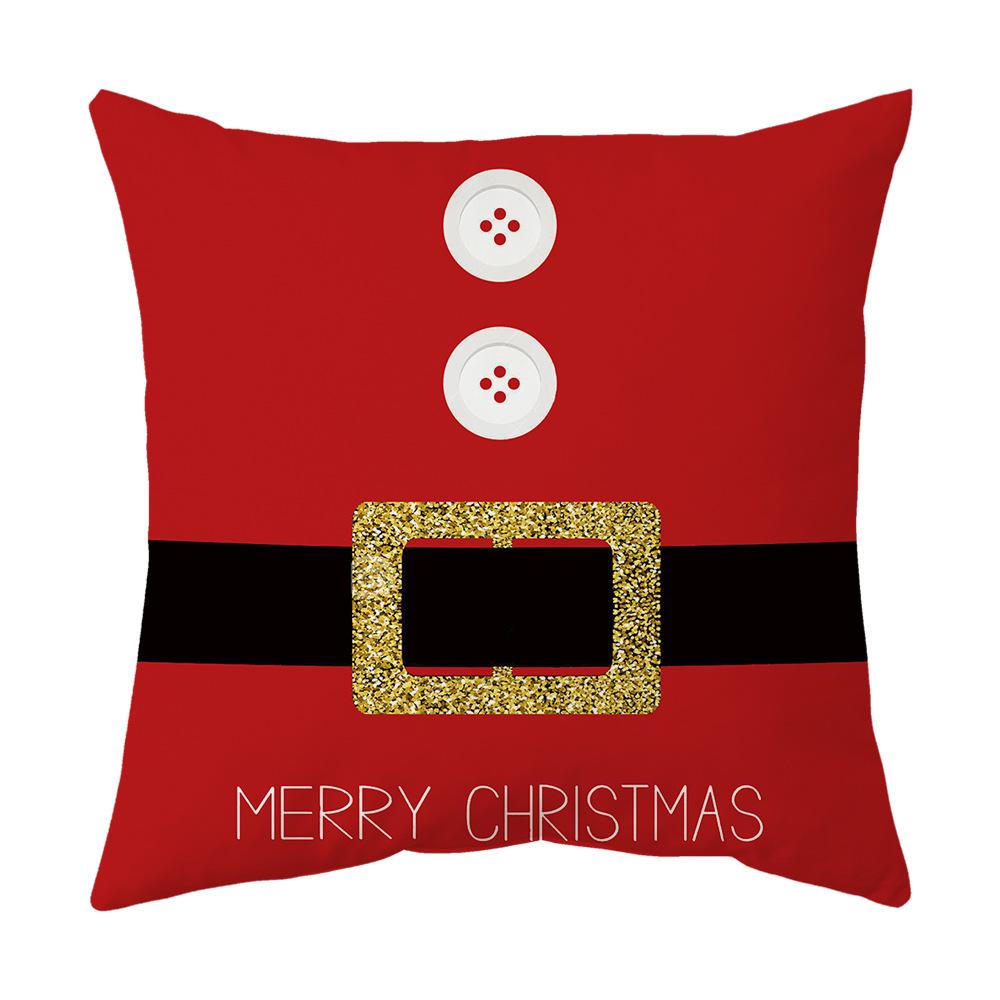 Federa Cuscino a Tema Natalizio Fondo Rosso Lino Corto Peluche Stampato Federa Cuscino Regalo Festivo