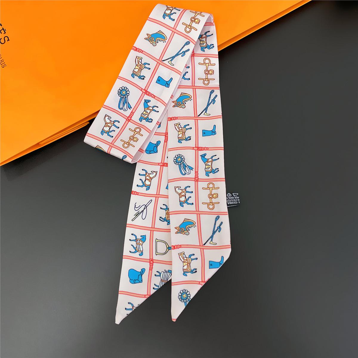 

2024 Design Leaves Brand Silk Scarf Luxury Scarf Women Foulard Skinny Bag Scarves Neckerchief Fashion Hair Headband