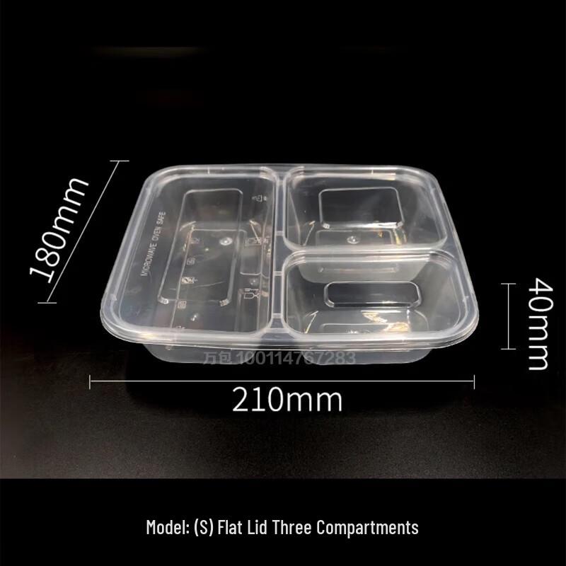 Einweg-Mahlzeitvorbereitungsbehälter mit 3 Fächern und flachen Deckeln
