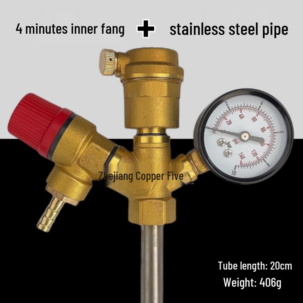 Integrated System: Air Source Heat Pump Buffer Tank with Underfloor Heating, Pressure Relief Valve, Air Vent, and Pressure Gauge