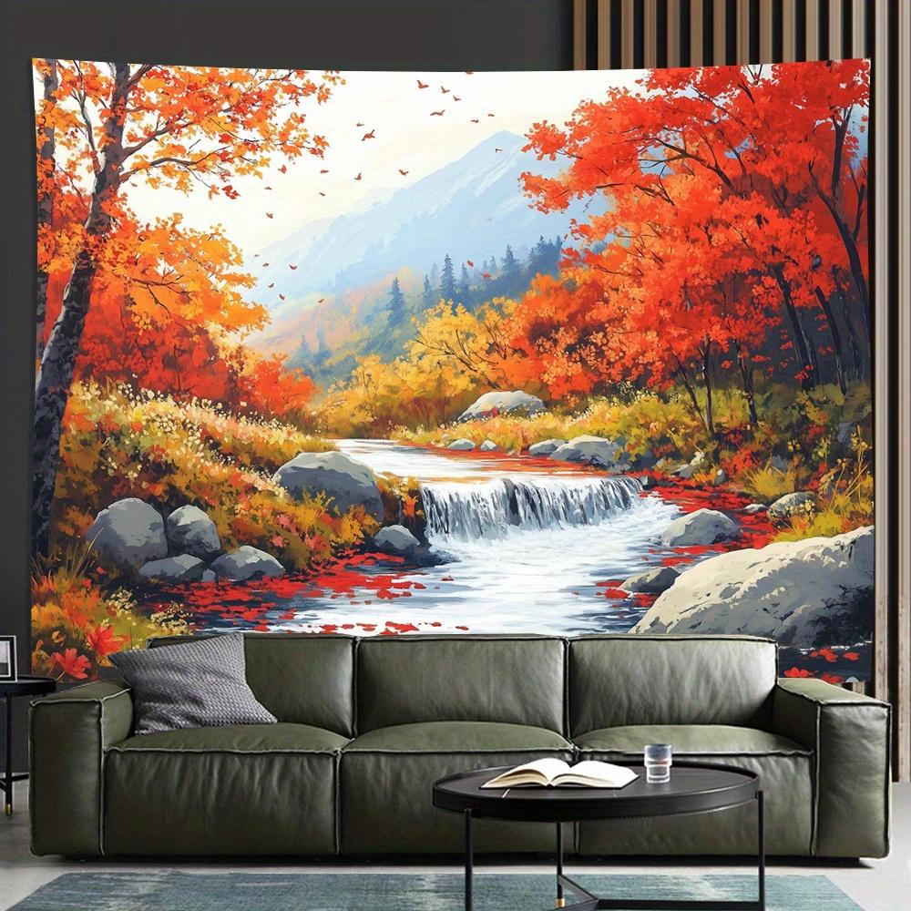

Rivers and Maple Leaves Digital printing polyester wall hanging tapestry decorative Living room bedrooms Office background gift 74x94cm(29x37in)