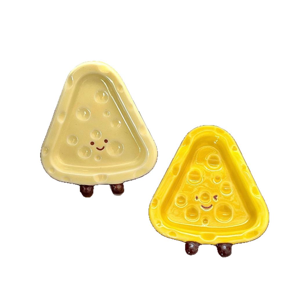 Hand Painted Ceramic Cheese Dip Dish Cute Cheese Shape Under Glaze Color Home Decor Tableware
