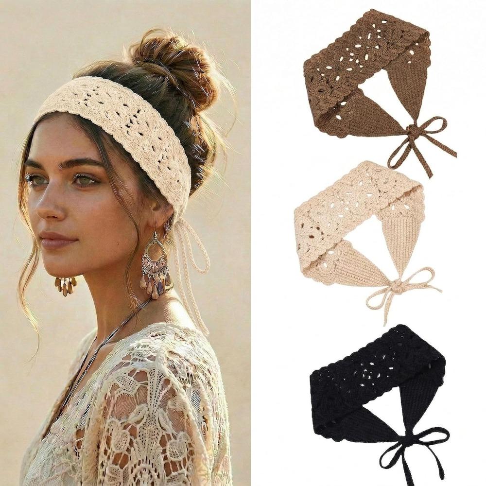 Fascia per capelli fatta a mano Fazzoletto da testa floreale Fascia per capelli a maglia retrò