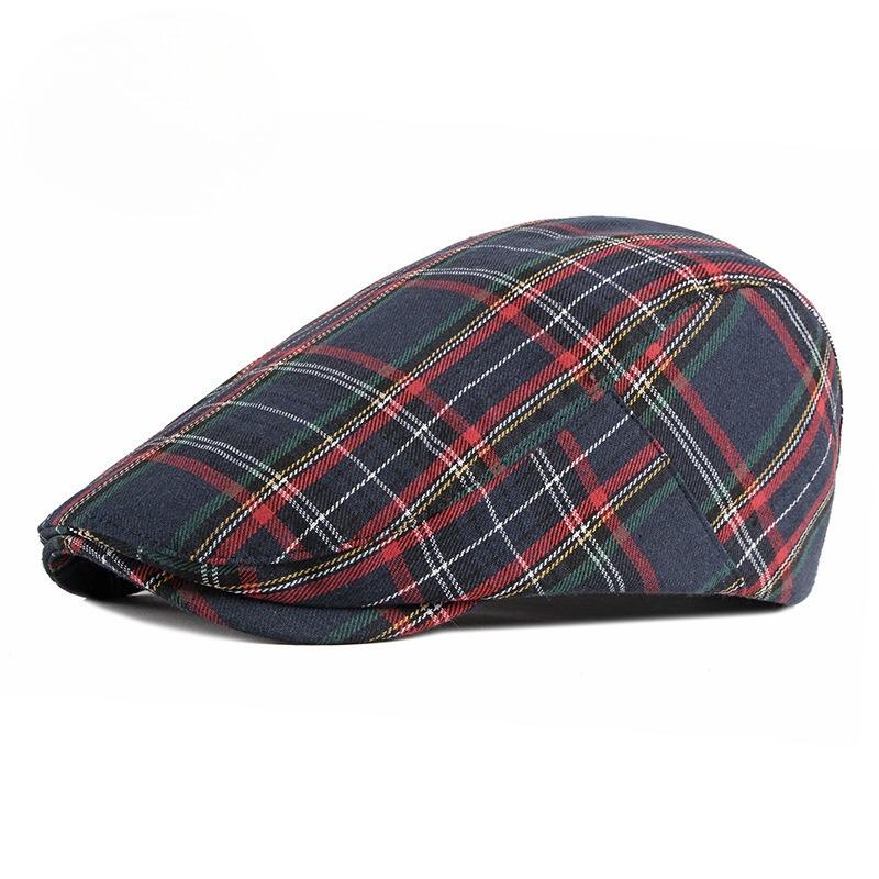 British Retro Plaid Beret for Men Women Spring Summer Breathable Flat Cap Fashion Sunshade Duckbill Cap Newsboy Hat