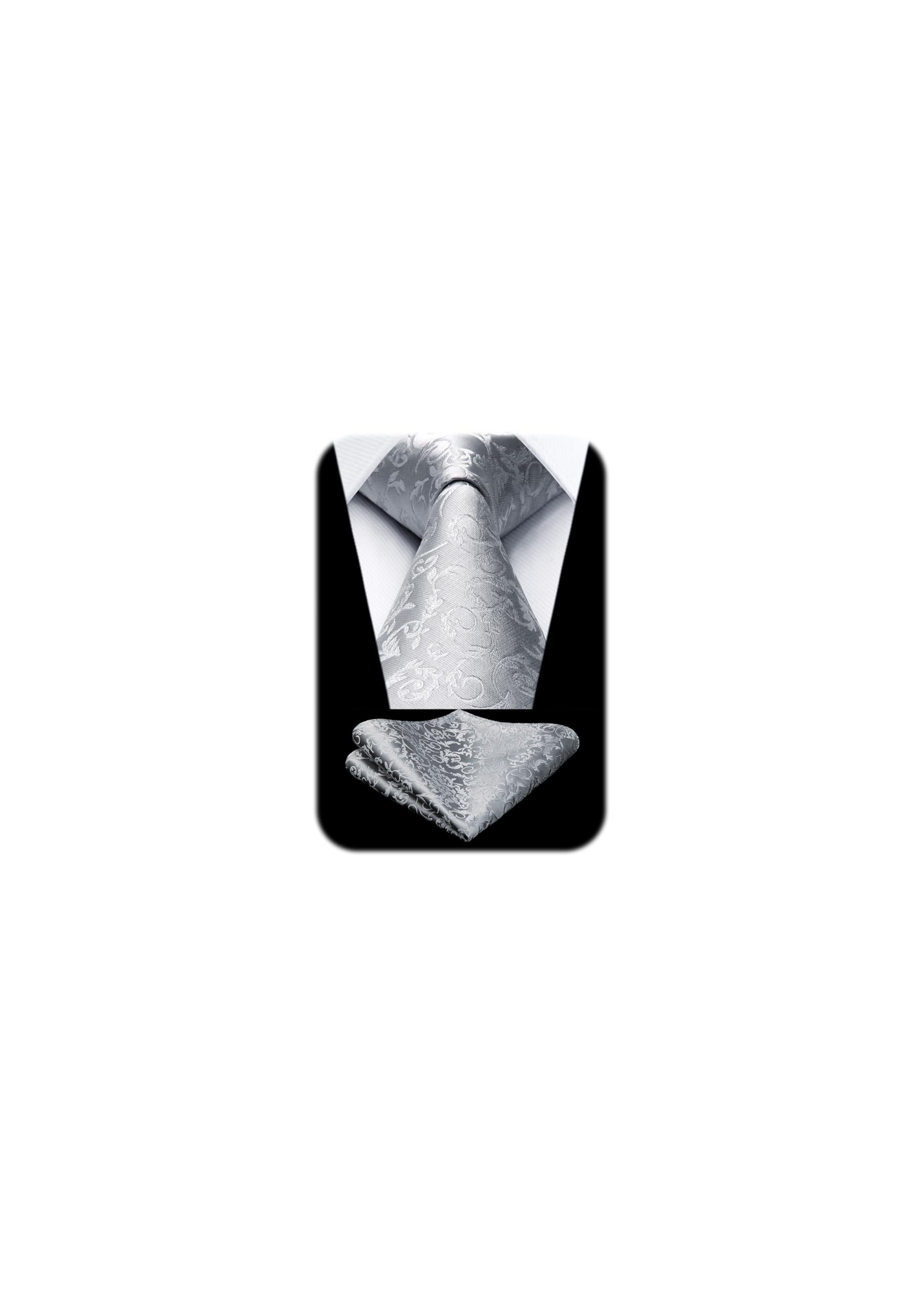 

Wedding Silver Necktie and Handkerchief Set for Paisley Formal Entrance Graduation Luxury [HISDERN] Men, Silk, Brand, Pattern, Formal, Wear,