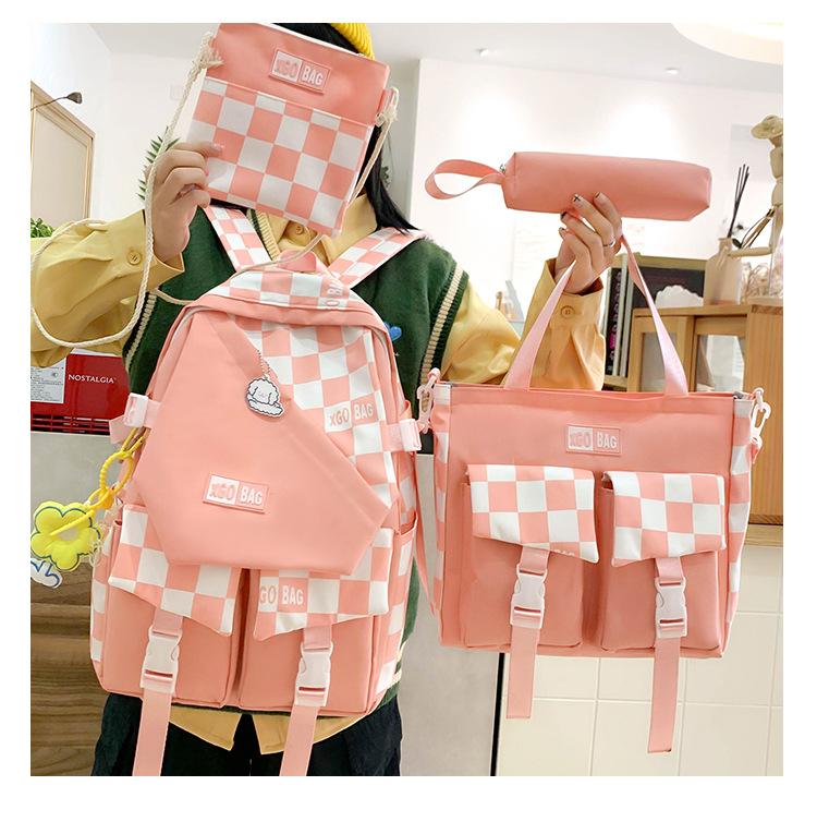 Four-piece Backpack Junior Senior High School Student Schoolbag Large Capacity Backpack