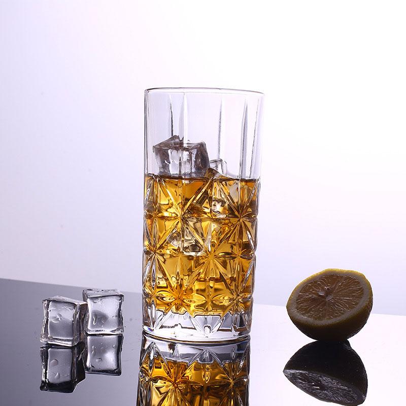 315ml/340ml Transparenter Langer Trinkbecher Kreatives Weinglas Latte Kaffeetasse Geschnitzte Glas Tasse Bar Elegante Saftgetränkebecher