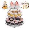 EffiQ-Rate Acrylic Cake Stand, 3-Tier, Afternoon Tea Stand, Figure Base, Display, Storage, Transparent, Birthday Party, Cupcakes, Sweets, Macarons, De