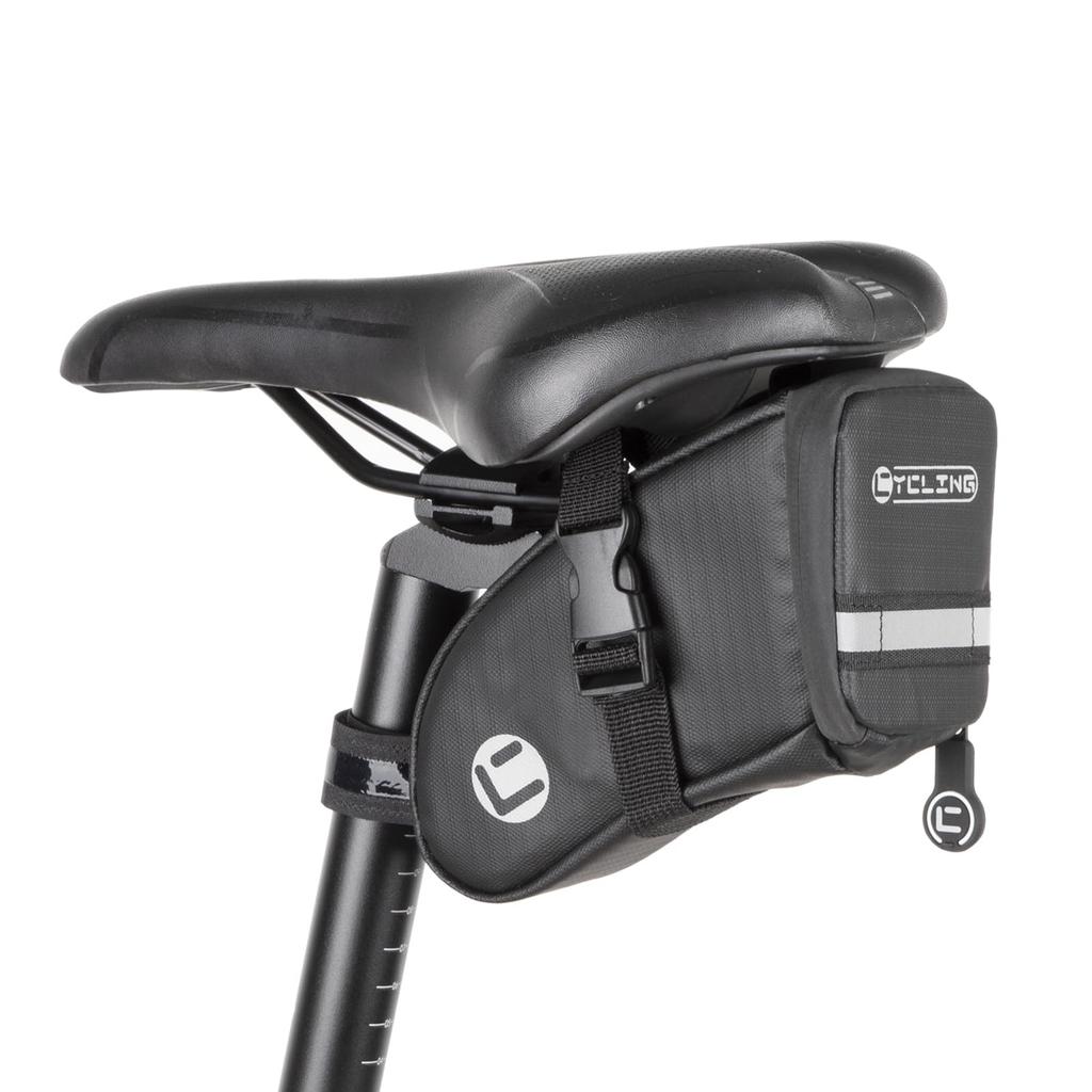 Compact Saddlebag with Water Water Reflective and Taillight Hanger for Easy Installation 0.8L Strap, Resistant, Repellent, Material, (Black)