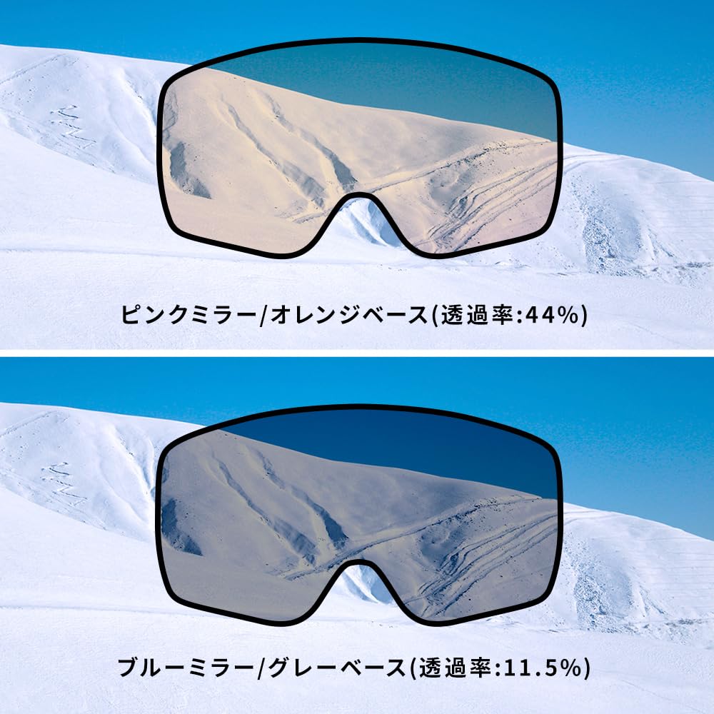 NNOUM Ski Goggles for Men and with Spare Asian Steel Size Compatible with Eyeglasses and Includes Storage Pouch Women, Anti-Fog, Lenses, Fit, Gray, F,