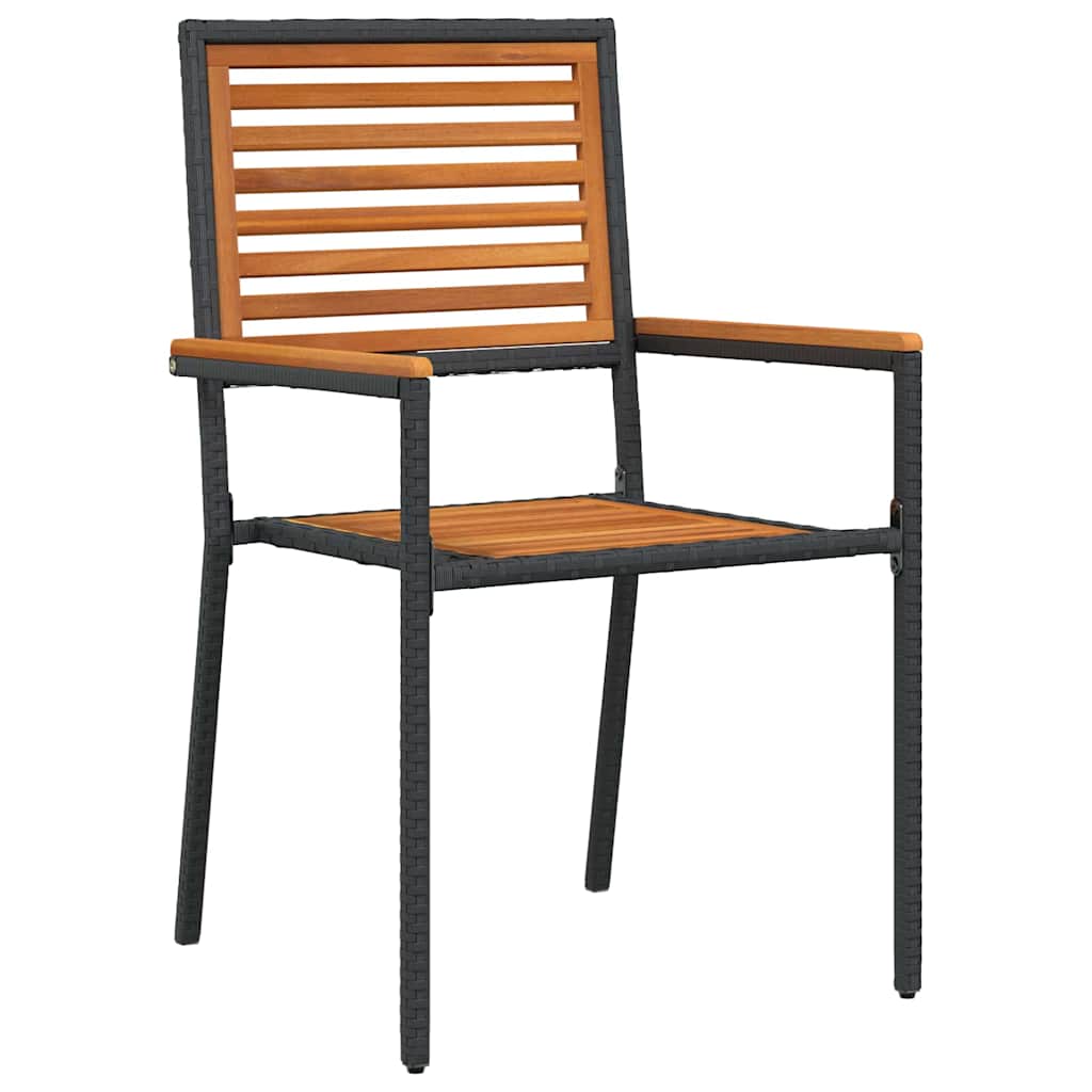 Garden Dining Set 7 Pcs Black Solid Acacia Wood