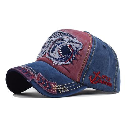 Europese en Amerikaanse baseballpet met haaienborduurwerk, puur katoen, 3D grote letter, driedimensionale geborduurde hoed, zonnehoed, pet