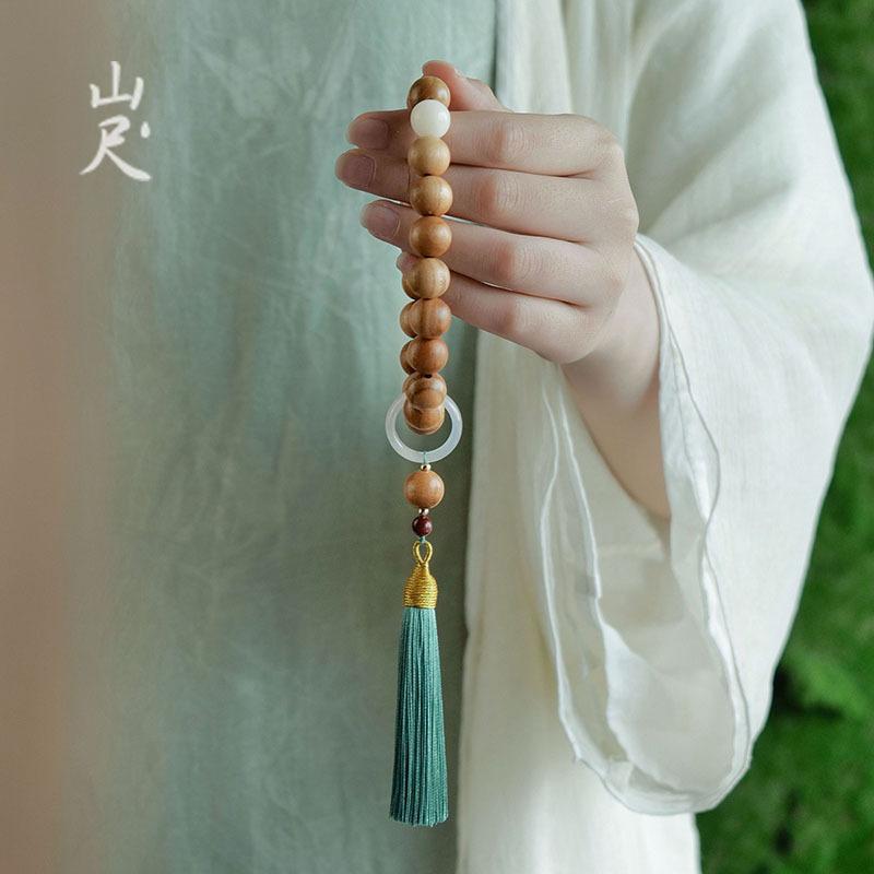 

Pure peach wood protective bracelet for women, lucky beads for calming anxiety, hand-held wooden bracelet with beads for meditation and relaxation| Bachuan peachwood bodhi b